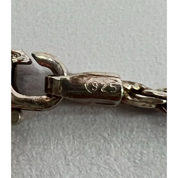 Vtg Silver Filigree Pendant Necklace Black Tourmaline Cabochon 925 Italy Chain - Picture 4 of 7